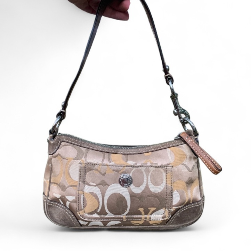 Coach Chelsea Demi Bag Brown & Tan Suede Signature Canvas (C05K-2171)